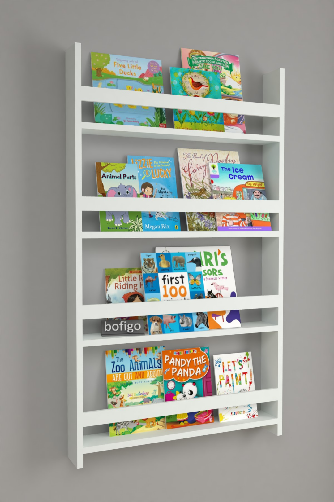 Bofigo Montessori 4 Rəfli Uşaq Kitab Rəfi, Ağ rəng 120 × 74 sm