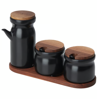 HULDHET 3 ədəd keramika/qaranlıq rəngli istəkli qablar ilə ədəbiyyə