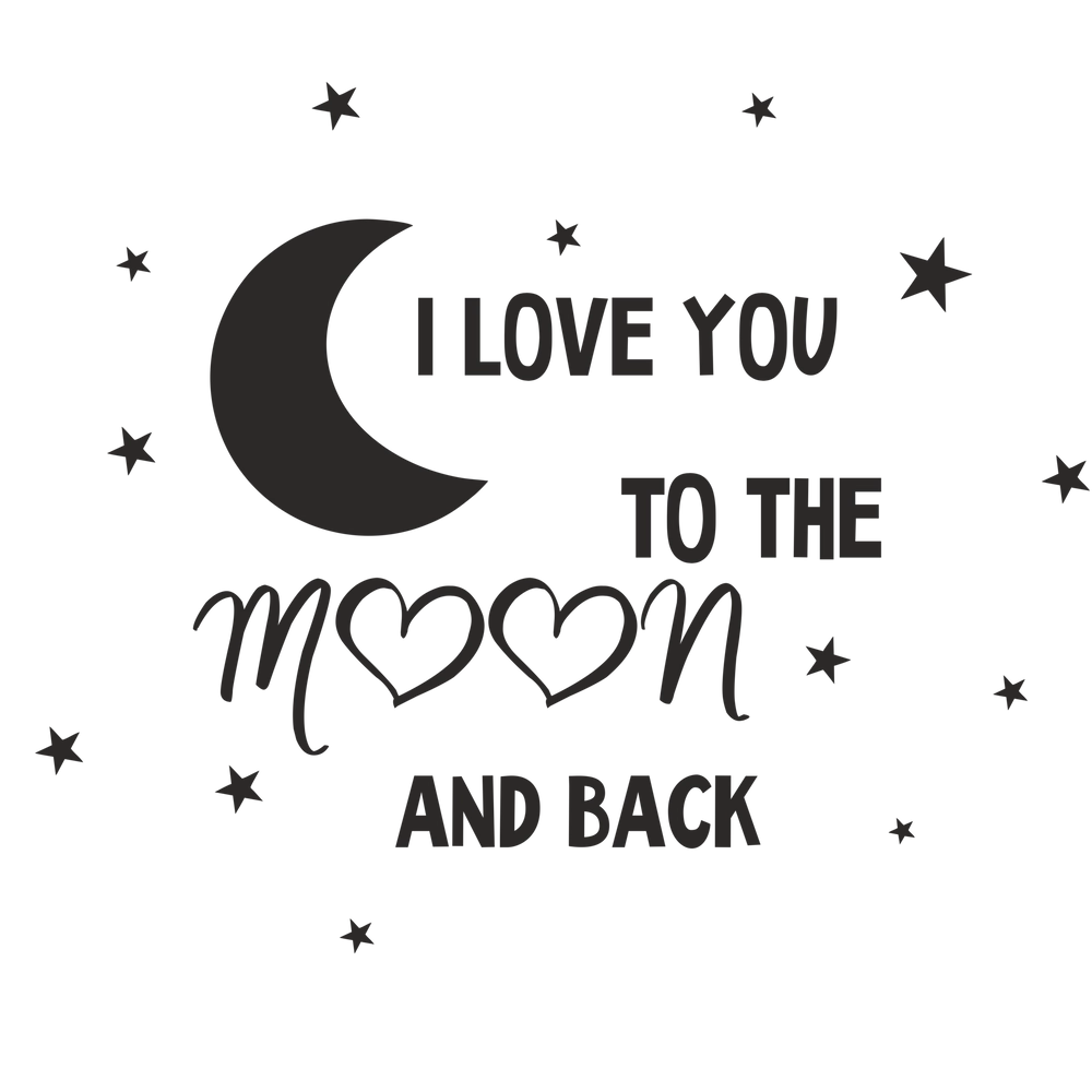 Qırmızı divar stikeri "I love to the moon and back"