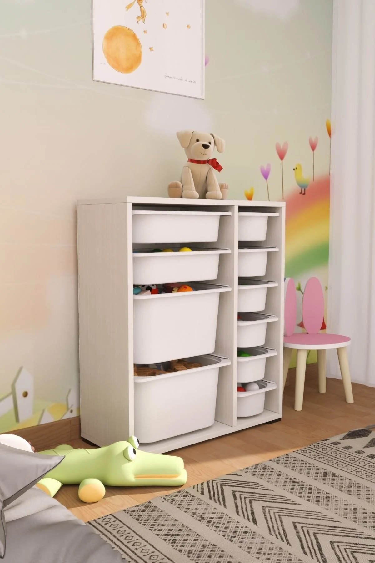 PRATICO ZEN Ağ oyuncaq şkafı 10 + ağ səbət, 83x69.5x30