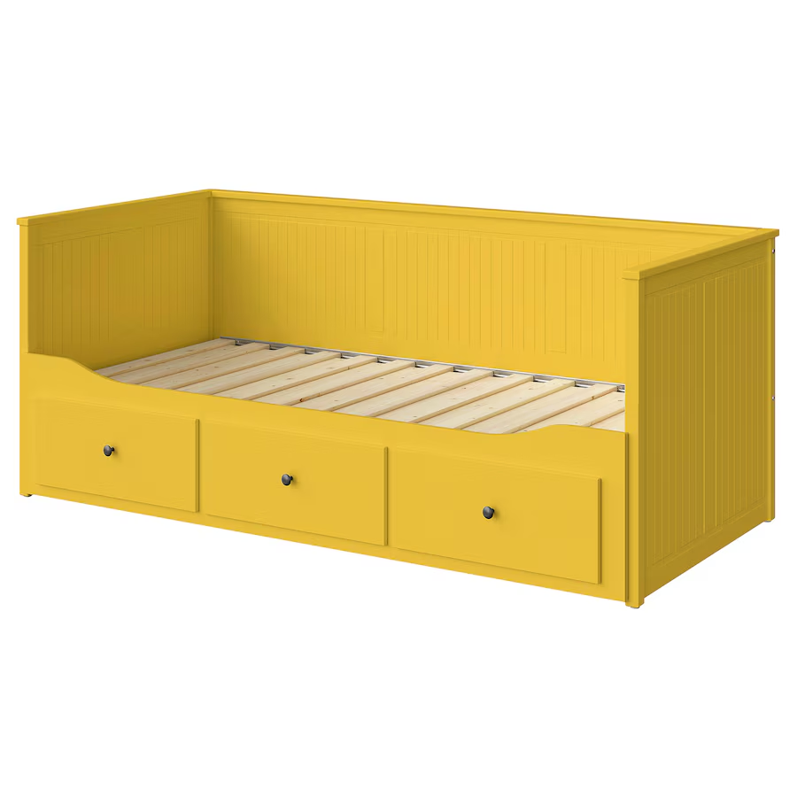 HEMNES divan çərçivəsi /3 çekmece, sari + 2 matras