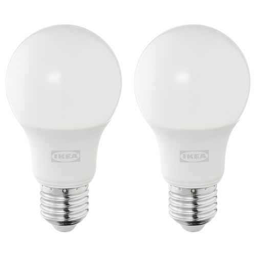 SOLHETTA LED lampa E27, açıq rəng: İsti ağ (2700 Kelvin), 470 lm, 2 ədəd.